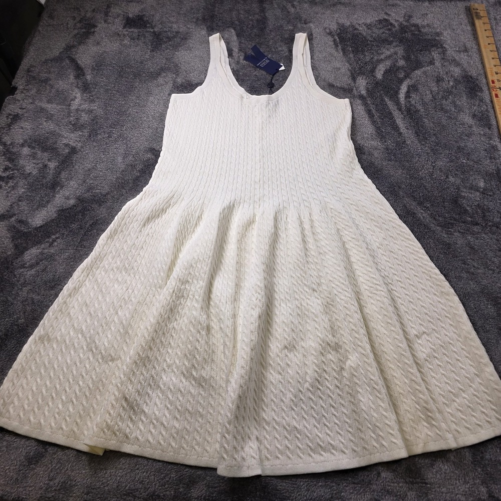 Polo Ralph Lauren Sleeveless Cable Knit Sweater Dress Womens XL‎ Cream White